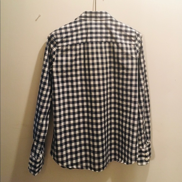 J Crew/ size 2/ button down shirt/ blue and white - Picture 3 of 4